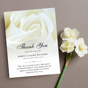 Thank You Rose Floral Funeral Photo Sympathy Grief Card