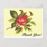 [ Thumbnail: "Thank You!", Rose Flower, Vintage Look Postcard ]