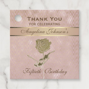 Thank You Rose Gold 50th Birthday Favor Tags