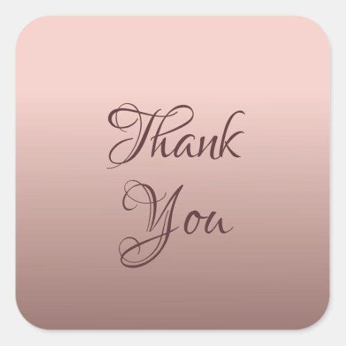 Thank You Rose Gold Color Template Elegant Square Sticker