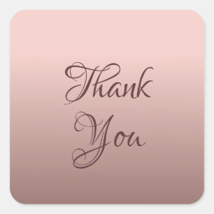 Thank You Rose Gold Color Template Elegant Square Sticker