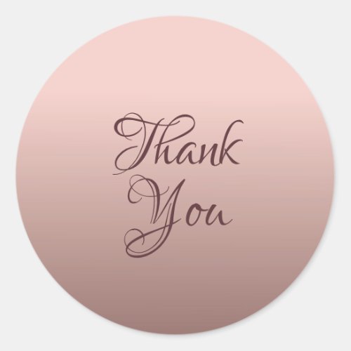 Thank You Rose Gold Color Typography Template Classic Round Sticker