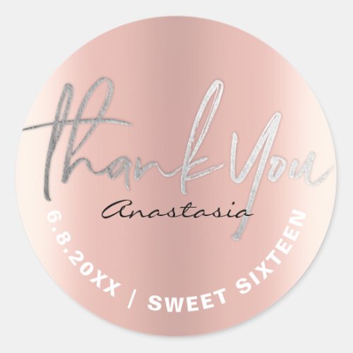 Thank You Rose Gold Faux Foil Custom Classic Round Sticker