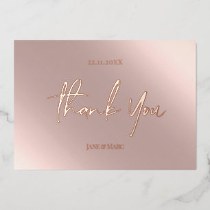 Thank You Rose Gold Foil Holiday Card
