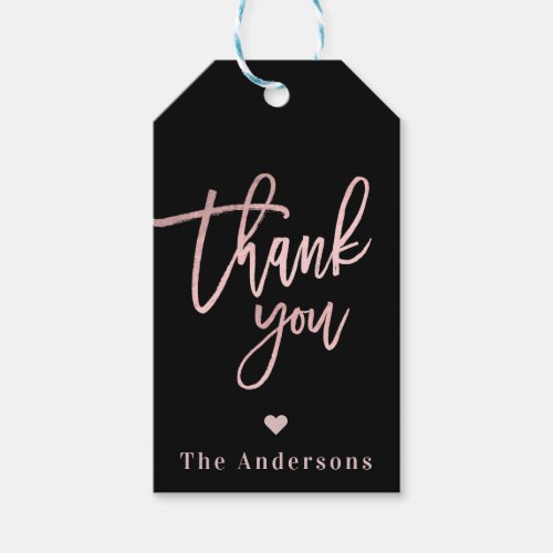 Thank You Rose Gold Foil Modern Script Wedding Gift Tags