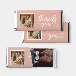 Thank You Rose Gold Modern Heart Calligraphy Photo Hershey Bar Favors
