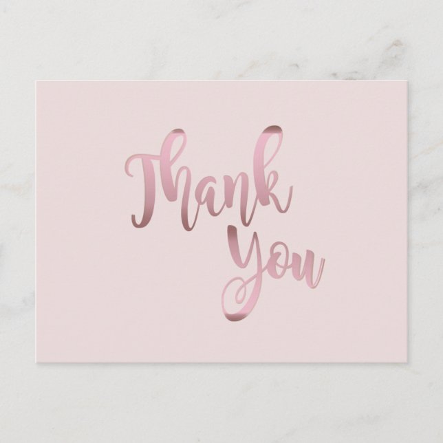 Thank You  Rose Gold Pink Glitter Clean Postcard (Front)