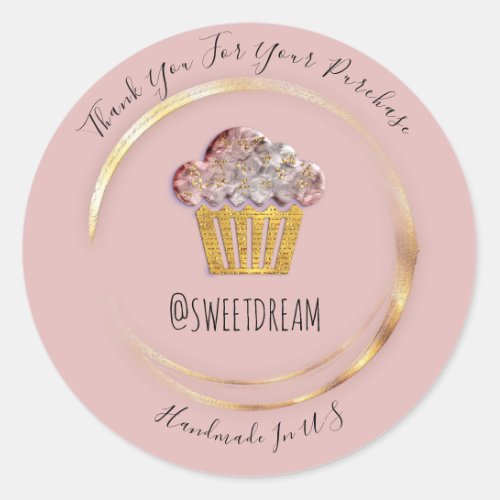 Thank You  Rose Gold Sweet Muffin Food Online Shop Classic Round Sticker