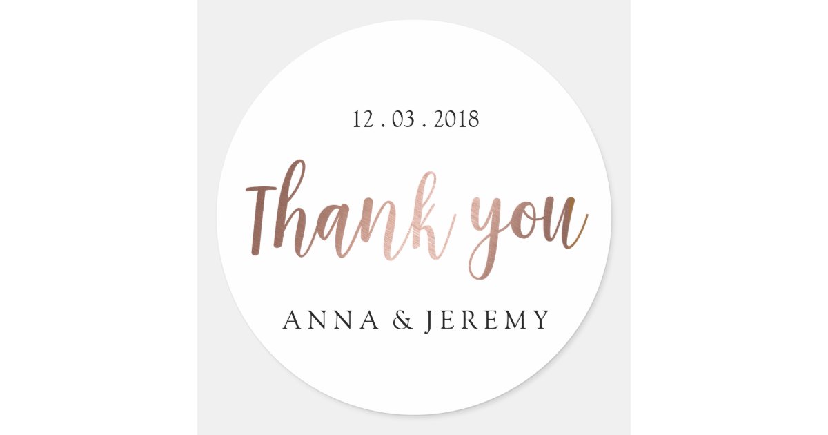 Thank You Rose Gold Wedding Sticker - Diy Wedding Stickers Thank You Rose Gold Wedding Sticker - Diy Wedding Stickers