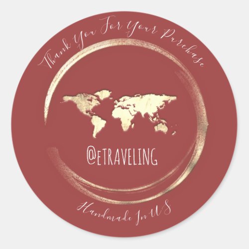 Thank You Rose Gold World Map Traveling Globe  Classic Round Sticker