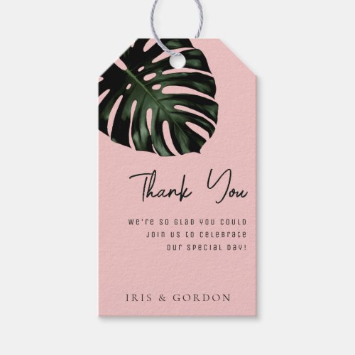 Thank You Rose Green Tropical Wedding Gift Tags
