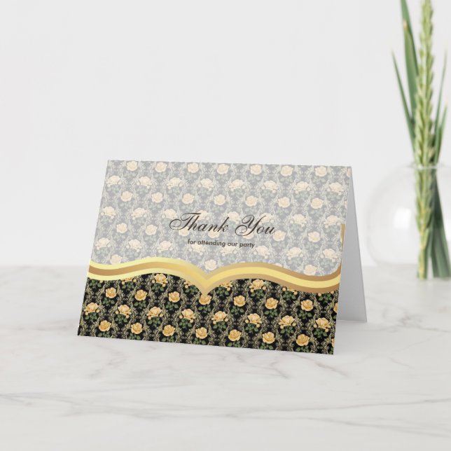 Thank You Roses on Antique gold Card (Front)