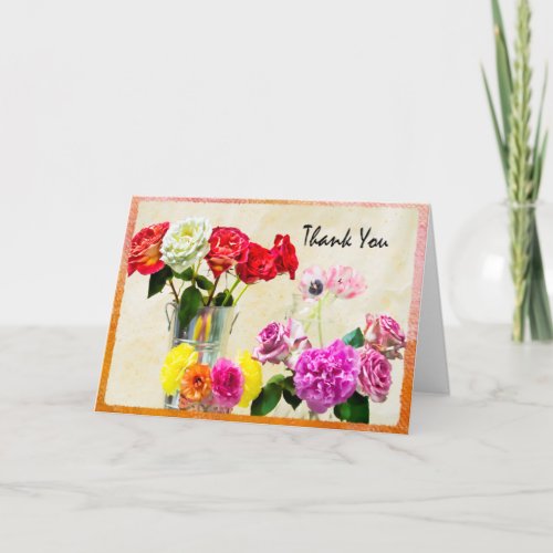 Thank You Roses Tulips And Peonies Greeting Card