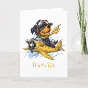 Thank You Rottweiler Dog Pilot Airplane Card
