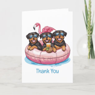 Thank You Rottweiler Dogs Flamingo Pool Tube Card