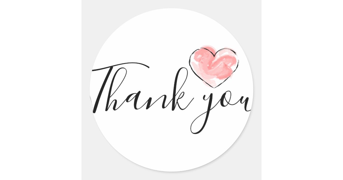 Thank you round business stickers with red heart | Zazzle.com