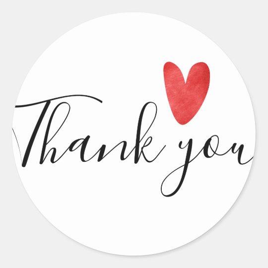 thank you round business stickers with red heart zazzlecom