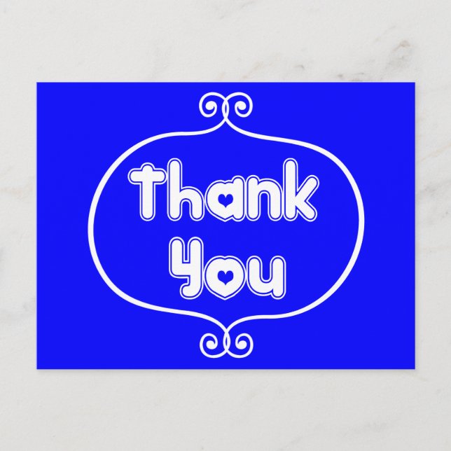 Thank You Royal Blue & White Hearts  Wedding, Love Postcard (Front)
