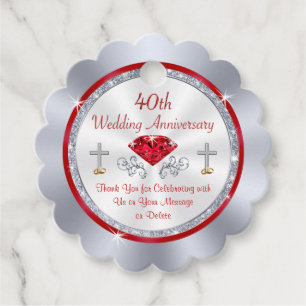 Thank You Ruby Anniversary Party Favors Tags