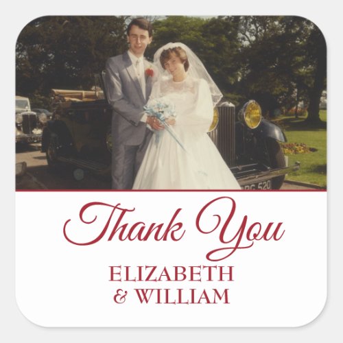 Thank You Ruby Script Wedding Anniversary Photo Square Sticker