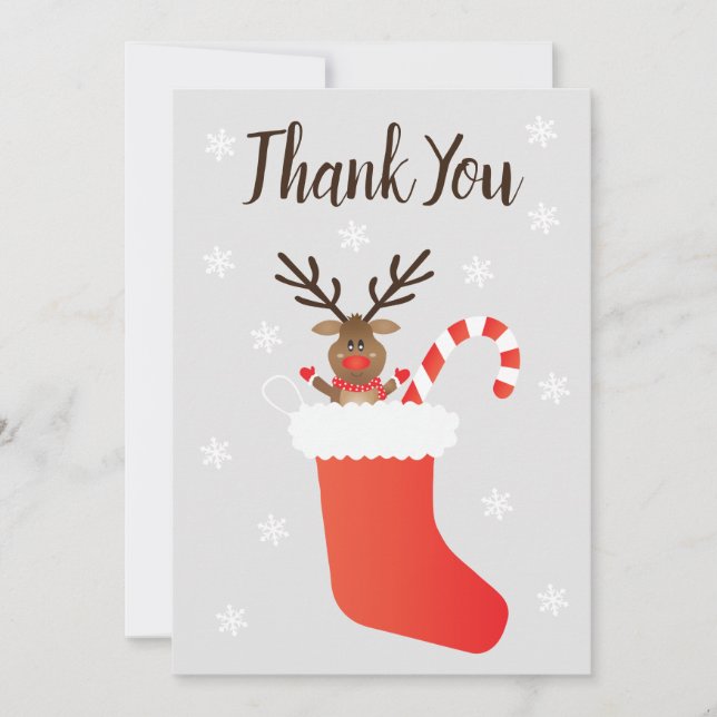 Thank You Rudolph Red Nosed Reindeer Stocking Card (Front)
