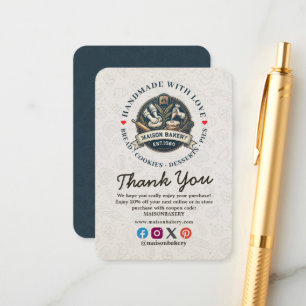 Thank You Rustic Bakery Store Pastry Dessert Sweet Enclosure Card