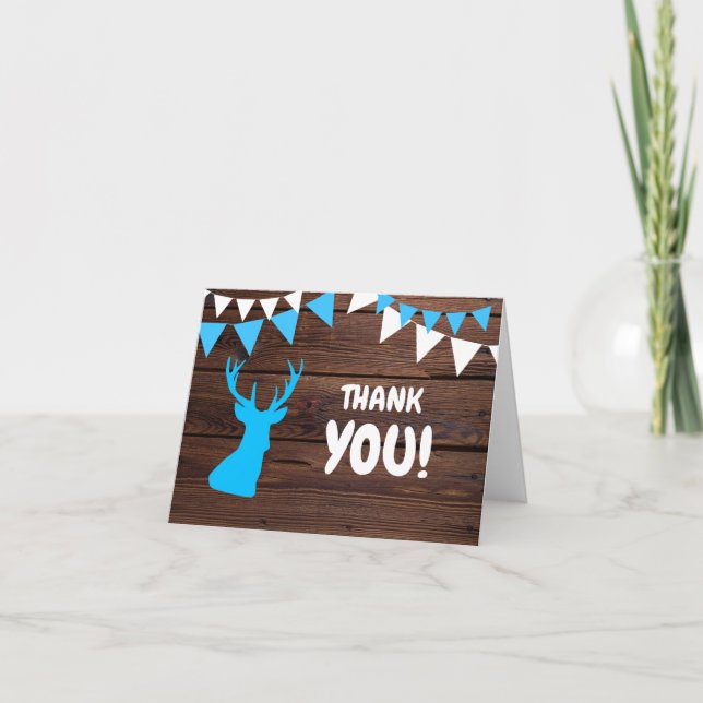 THANK YOU Rustic Buck Deer Baby Shower Boy | PHOTO Card (Front)