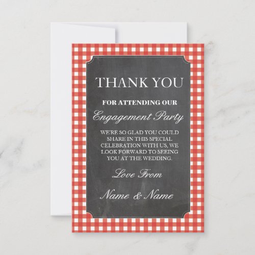 Thank You Rustic Cards Red Check Wedding Chalk