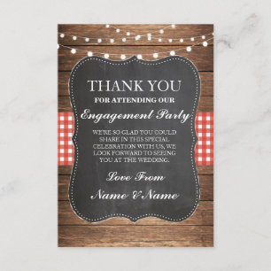 Thank You Rustic Cards Wood Red Check Wedding BBQ