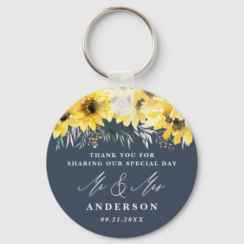 Thank you rustic country sunflower eucalyptus chic keychain