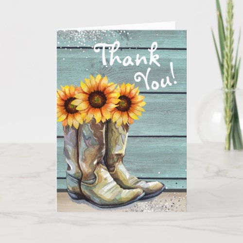 Thank You Rustic Country Western Sunflower Boots