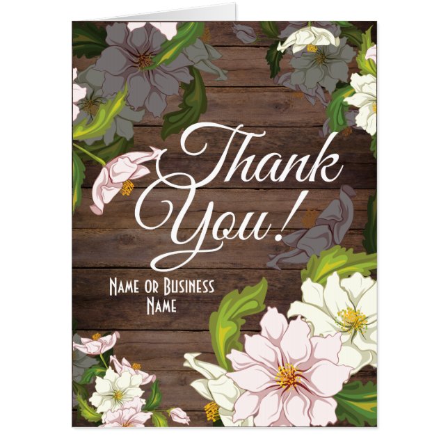 Thank You Rustic Floral Appreciation Big Card (Front)