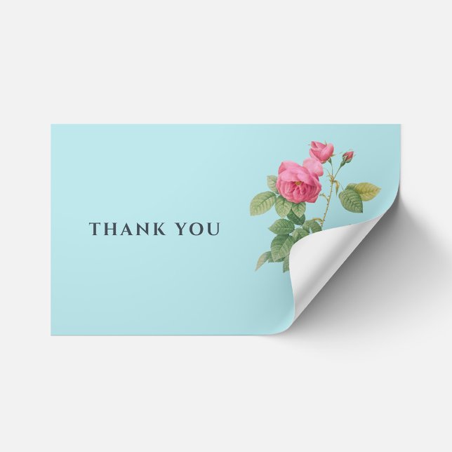 Thank You Rustic Floral Pastel Blue Rectangular Sticker (Creator Uploaded)