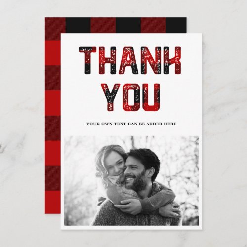 Thank You Rustic Red Plaid Photo Card