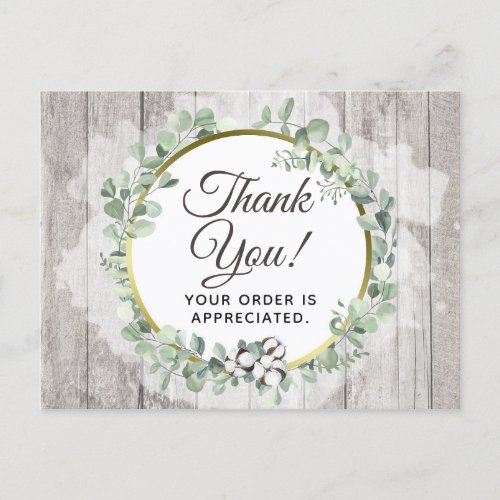 Thank You Rustic Southern Watercolor Cotton Postcard