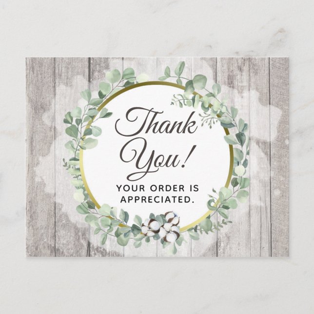 Thank You Rustic Southern Watercolor Cotton Postcard (Front)