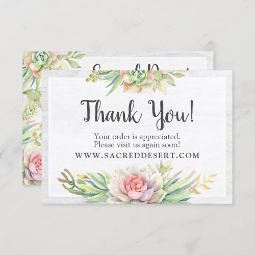Thank You Rustic Watercolor Succulent Desert Card