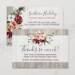 Thank You Rustic Wood Southern Country Cotton Card
