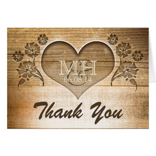 thank you rustic wood wedding cards | Zazzle