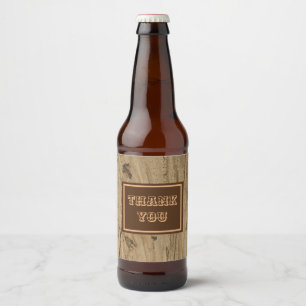 Thank You Rustic Woodgrain Photo Earth Tone Nature Beer Bottle Label