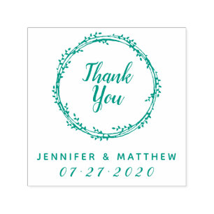 Thank You   Rustic Wreath Wedding Favor Gift Self-inking Stamp