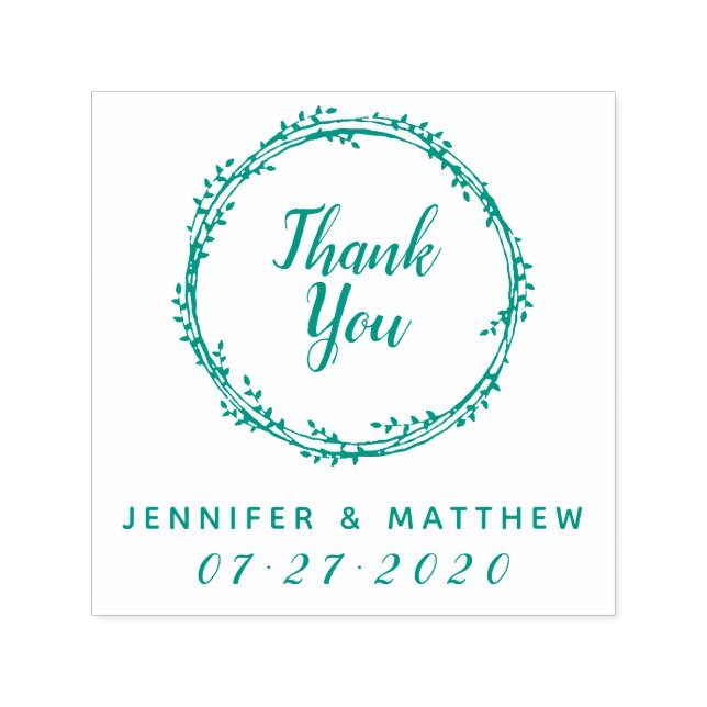 Thank You | Rustic Wreath Wedding Favor Gift Self-inking Stamp (Design)
