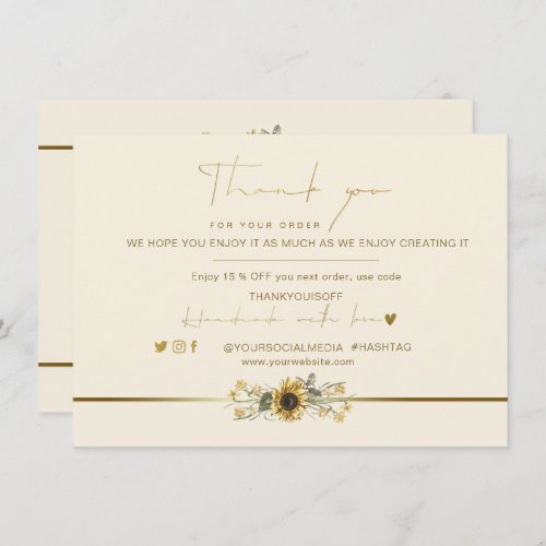 Thank You Rustic Yellow Sunflower Gold Logo