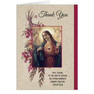 Thank You  Sacred Heart of Jesus Flowers Cards
