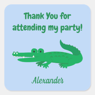 Thank You Safari Alligator Square Sticker