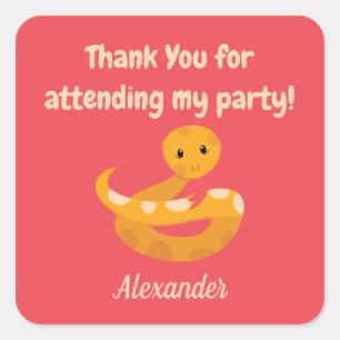 Thank You Safari Snake Square Sticker