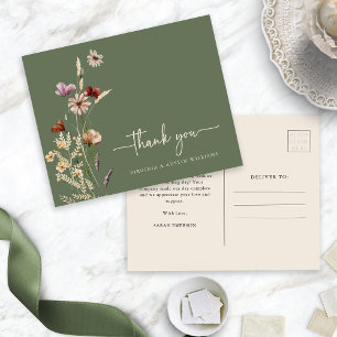Thank You Sage Floral Postcard
