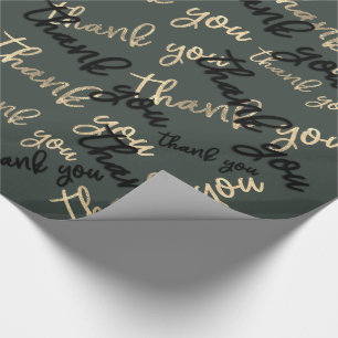 Thank You Sage Green Gold Caligraphy Favor Wrapping Paper