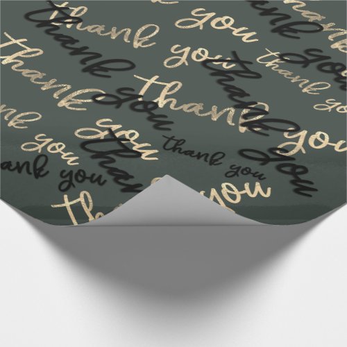 Thank You Sage Green Gold Caligraphy Favor  Wrapping Paper