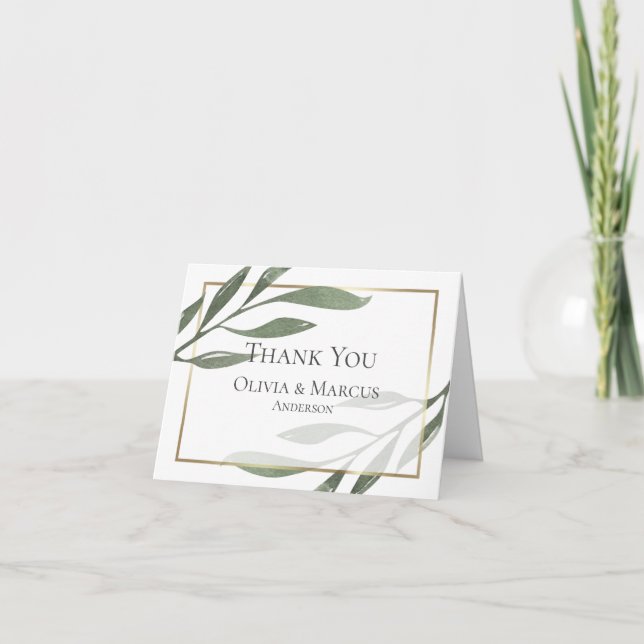 Thank You | Sage Green Olive Branch Watercolor (Front)